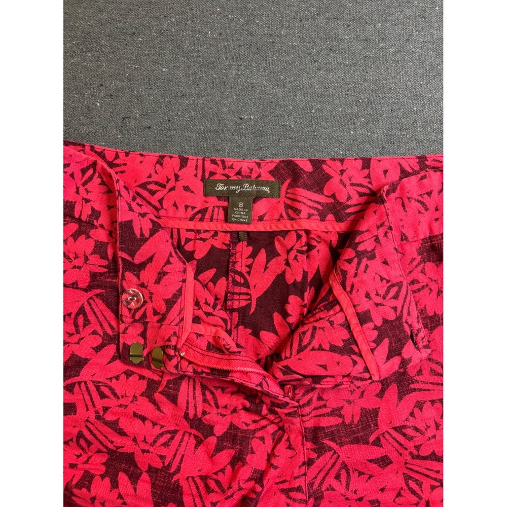 Tommy Bahama Pink Floral Tropical Leaf Print Shorts Womens 8 Casual Vacation - Picture 2 of 5